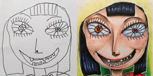 Cool Dad Colors His Kids' Fancy Drawings