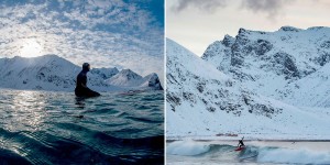 Extreme Surfing On Arctic Circle