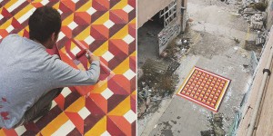New Spray Painted Tile Floor Patterns In Abandoned Spaces by Javier De Riba