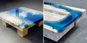 New Handmade Lagoon Tables Made From Resin And Cut Travertine Marble
