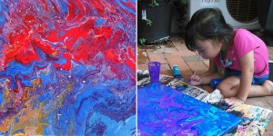 3-Year-Old Little Girl Creates Paintings Of Galaxies Using Paint, Glitter And A Fork