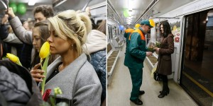 Ukrainian Metro Workers Surprise Women Commuters With Flowers