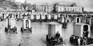Beachside Bathing Machines During Victorian Era