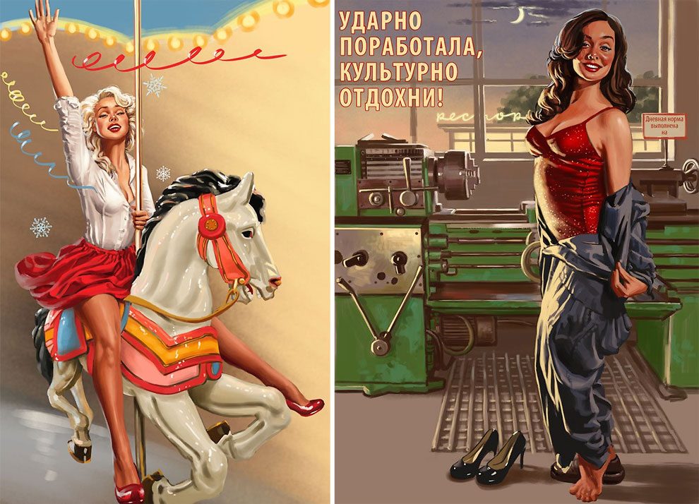 Absolutey Stunning Artworks And Funny Soviet Posters In The Pin-Up Style By  Valery Barykin » Design You Trust