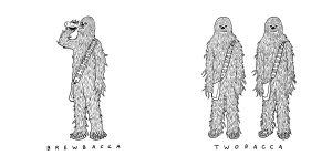 Humorous Illustrations Of Chewbacca As Comical Visual Puns