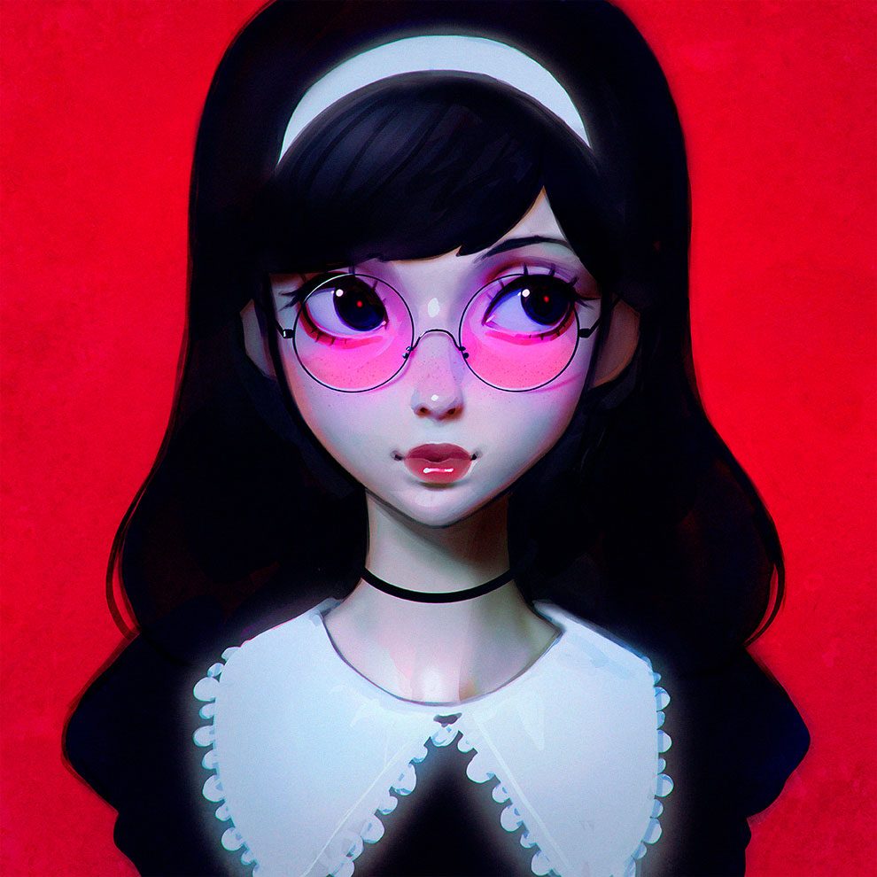 Simpatica matita da manga anime per bambine, disegno a colori, inchiostro  in bianco e nero, trendy Pixiv Fanbox Art di Ilya Kuvshinov e Ghibli ·  Creative Fabrica