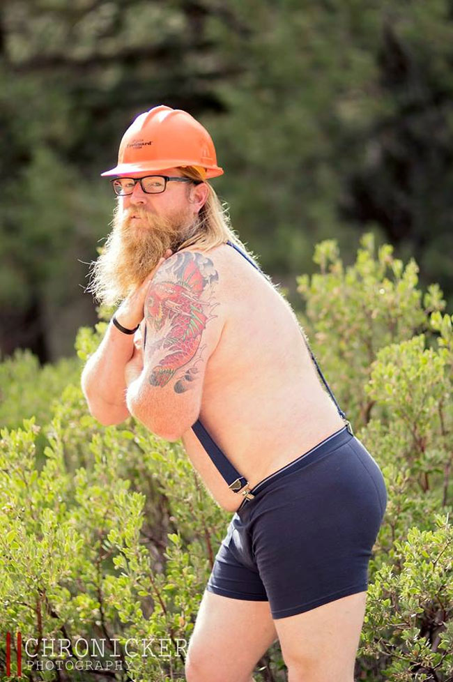 Bearded Man Playfully Poses For Pin Up Calendar To Raise Money For