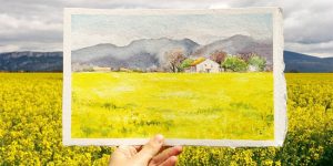 Artist’s Gorgeous Watercolor Paintings Align Perfectly With Surroundings