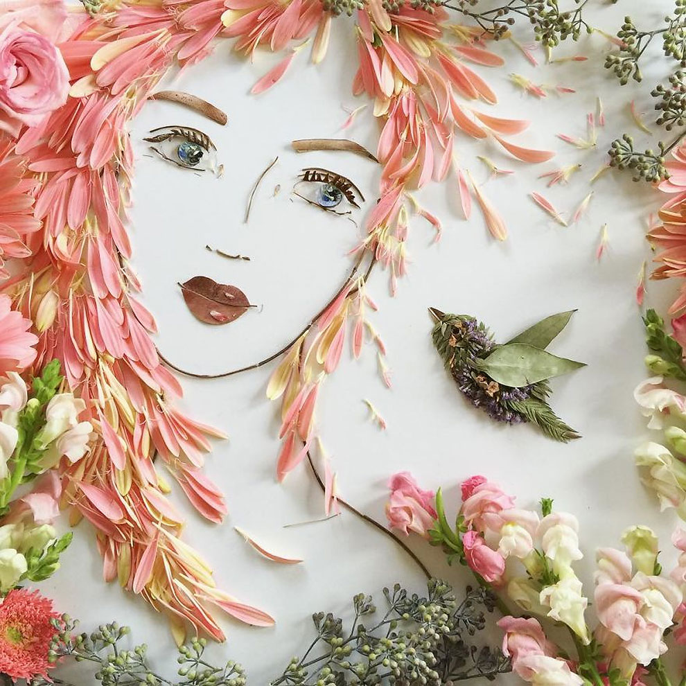 Artist Duo Uses Twigs And Flowers To Create Intricate Portraits Out Of ...