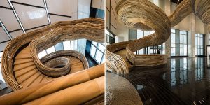 An Amazingly Sculptural Spiral Staircase Has Been Installed In The Lobby Of This Office Building