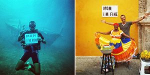 Lad Drops Everything To Travel The World, Assures Mother He's Safe With 'Mom, I'm Fine' Sign