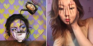 Young Artist From South Korea Creates Visual Illusion Art Using Her Face And Hands