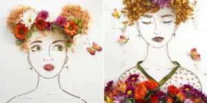 Artist Duo Uses Twigs And Flowers To Create Intricate Portraits Out Of Mother Nature