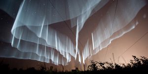 Very Sharply Defined Rare White Curtain Auroras Seen Over Finland