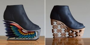 Elegantly Carved Wooden Platform Shoes