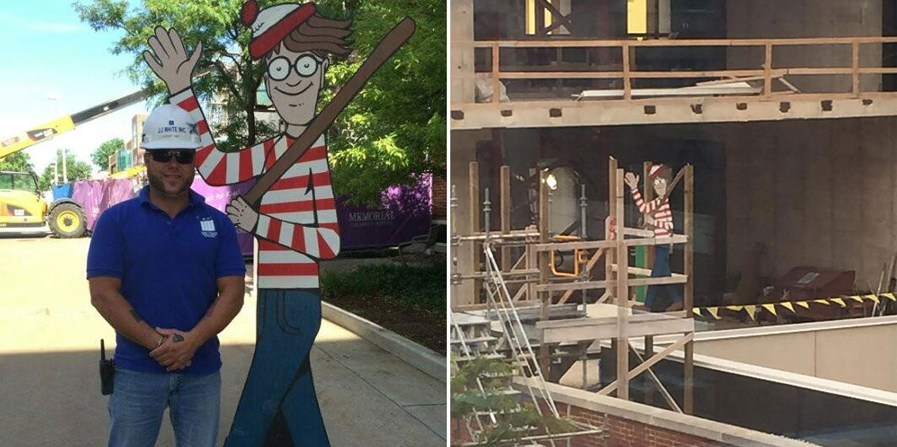 Construction Worker Hides Waldo On Site Everyday For Kids In Hospital