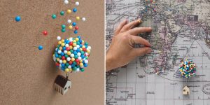 Balloon Pin House, Great Place To Store Map Or Noticeboard Pins