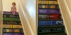 This Woman Painted Her Staircase To Look Like Books And It’s Amazing
