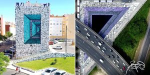 Optical Illusion Graffiti Creates Portal To A Parallel Universe On The Side Of A Building