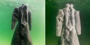Artist Leaves Dress In The Dead Sea For 2 Years And It Turns Into Glittering Salt Crystal Masterpiece