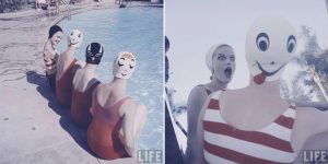 Stunning Vintage Photos Of Women Modeling Bathing Caps With Faces On Them