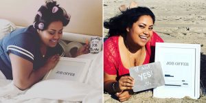 American Woman Celebrated Getting A Job With A Romantic Photoshoot