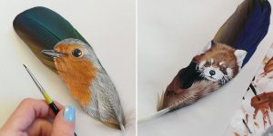 Detailed Animal Portraits Meticulously Painted Onto Delicate Feathers