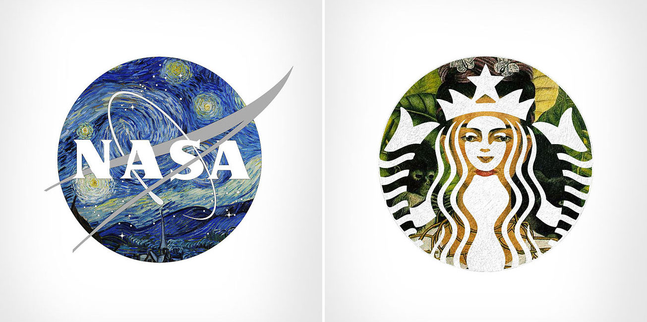 An Artist Combines Famous Brands Logotypes With Classical Painting