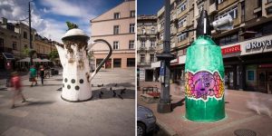 Polish Street Artist Just Unveiled Art Installations In Poland Which Are Based On Advertising Columns