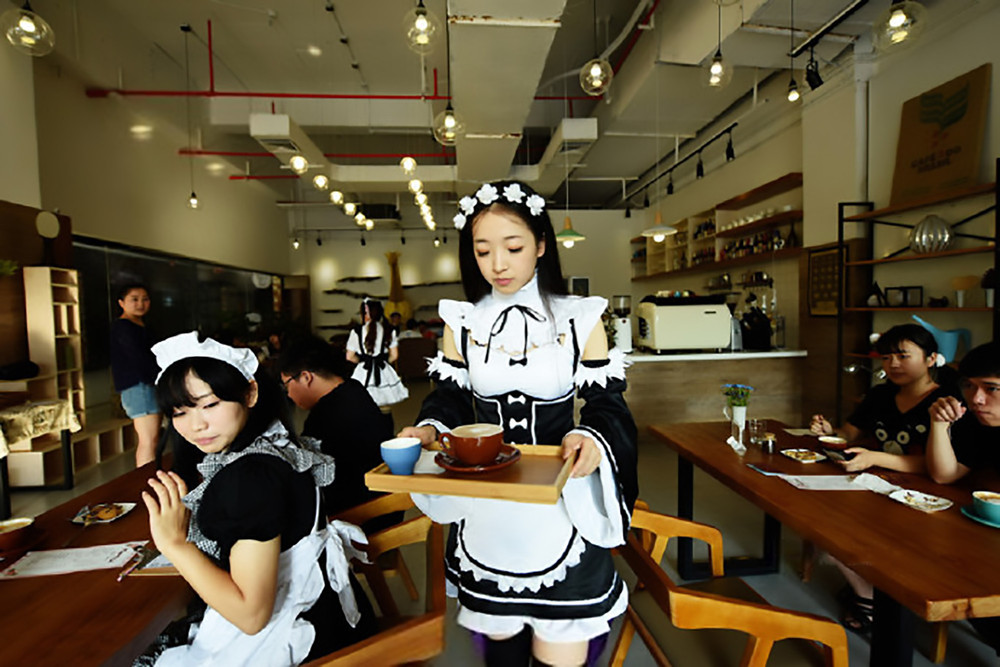 Maid-Themed Cafe In Chinese City Of Hangzhou.