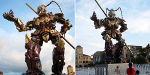Superb Giant Monkey-King-Shaped Transformer Statue Displayed In Chinese City Of Qingdao