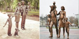 Traditional Family Statues On The Streets Of Russia