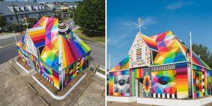 Street Artist Okuda Transforms An Abandoned House Into An Universal Chapel