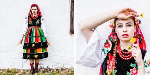 Beautiful Photo Session In Traditional Costume From The Region Of Łowicz In Central Poland