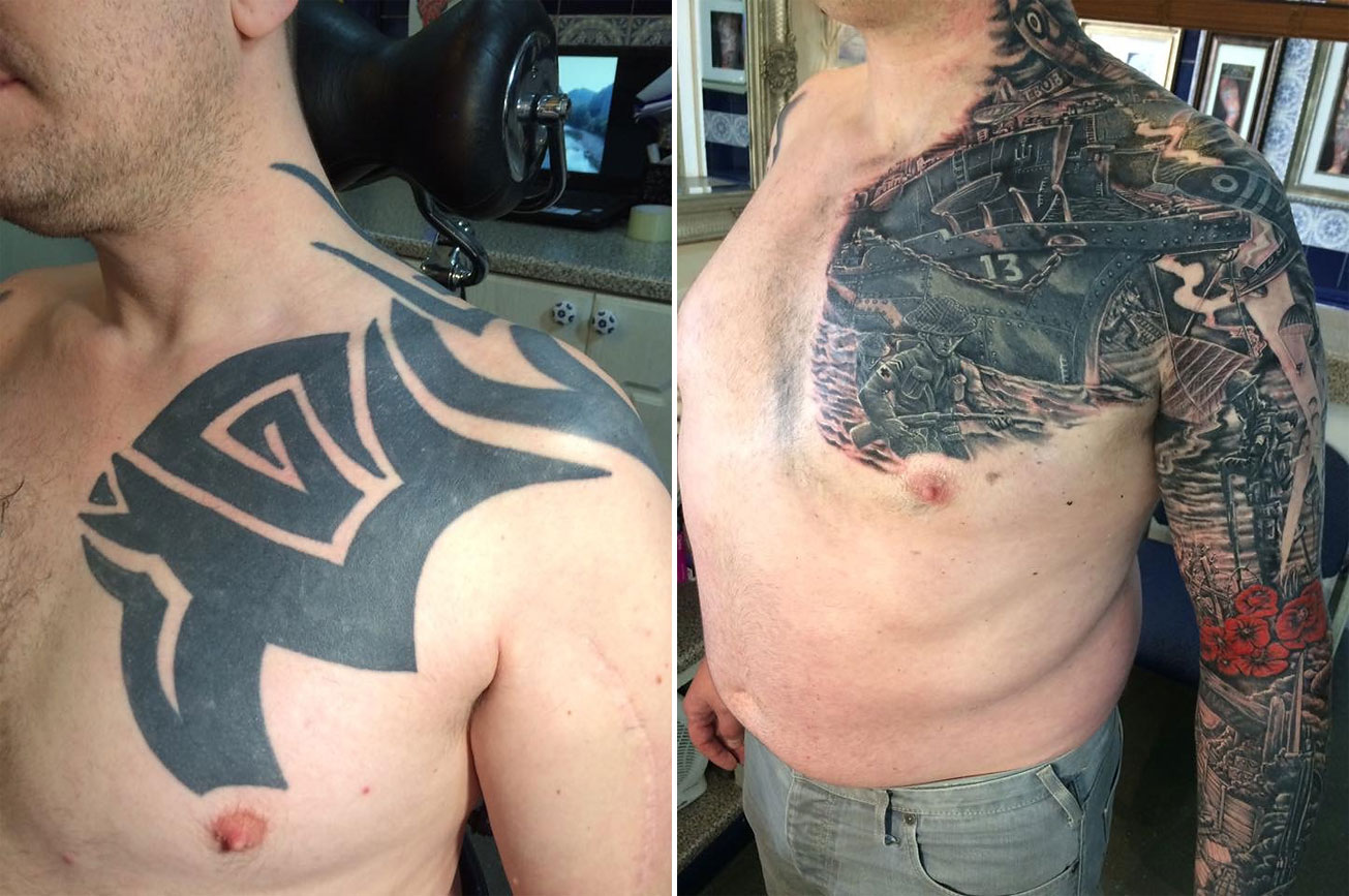 Guy Shows Off His Amazing World War II Cover Up Tattoo » Design You Trust