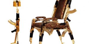Artist Rainier Weber Designs Unique Gold-Plated AK47 Chair From Real Rifles