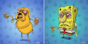 How Popular Cartoon Characters Look Like Before Their Morning Coffee