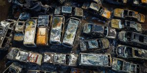 Incredible Aerial Pics Show Thousands Of Burnt-Out Cars After Parking Lot Was Swallowed By Massive Fire