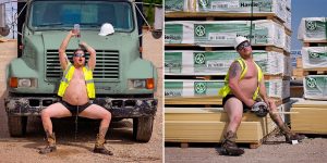 Texas Husband Poses Semi-Naked In A Lumber Yard For A Very Provocative Shoot - Before Presenting The Images To His Lucky Wife