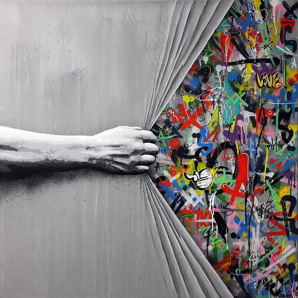 Street Artist Martin Whatson Incorporates Grayscale Characters Into His ...