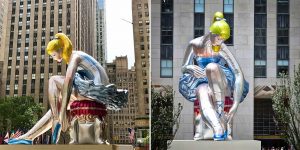 Artist Jeff Koons Installs A Giant Inflatable Ballerina In The Heart Of New York
