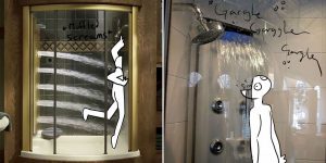 Artist Shows How Ridiculous Rich People’s Showers Are By Doodling On Them