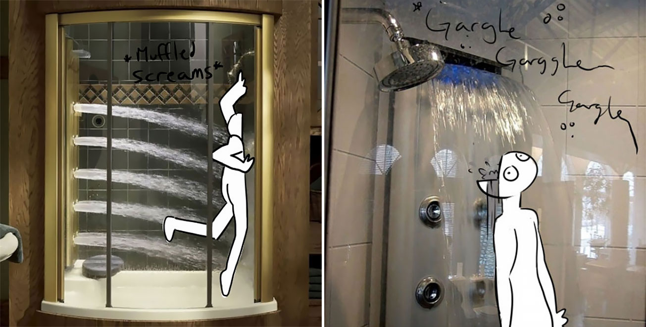 Artist Shows How Ridiculous Rich People’s Showers Are By Doodling On