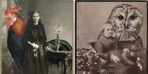 Surreal Oil Paintings That Integrate Oversized Animals Into Found Vintage Photographs By Anja Wülfing