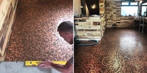 Barber Abandons Plans For Expensive New Flooring... And Covers His Shop With 70,000 Pennies