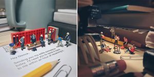 Miniature Scenes Set Amongst Office Supplies By Derrick Lin