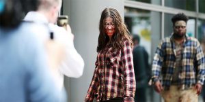 A Gruesome Living Billboard, Swarmed By The Undead, Popped Up In London