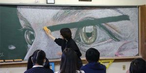 Hong Kong Students Create Amazing Chalk Drawings On Classroom Blackboard