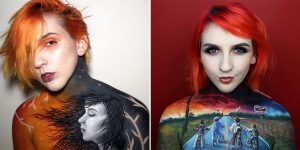 Makeup Artist Creates Incredible Drawings Using Her Own Body As Canvas