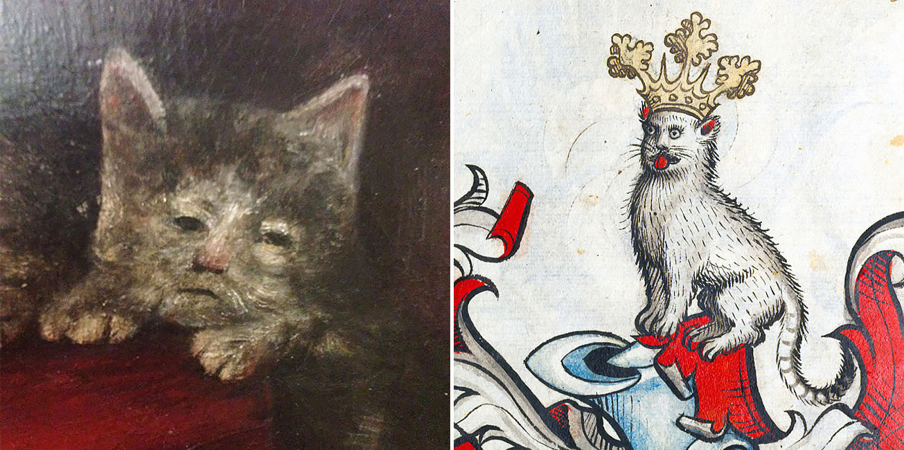 sad medieval cat paintings